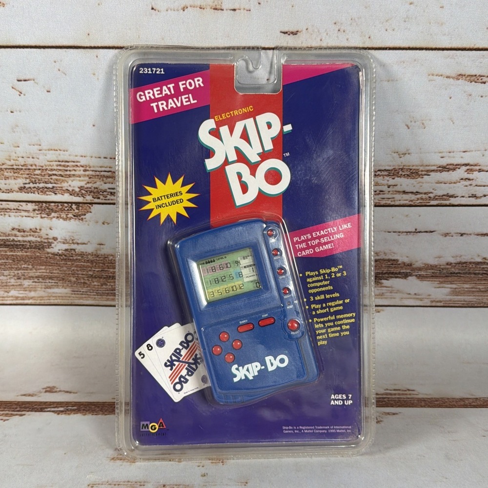 Vintage 1994 MGA Skip-Bo Electronic Handheld Travel Game Brand New Sealed